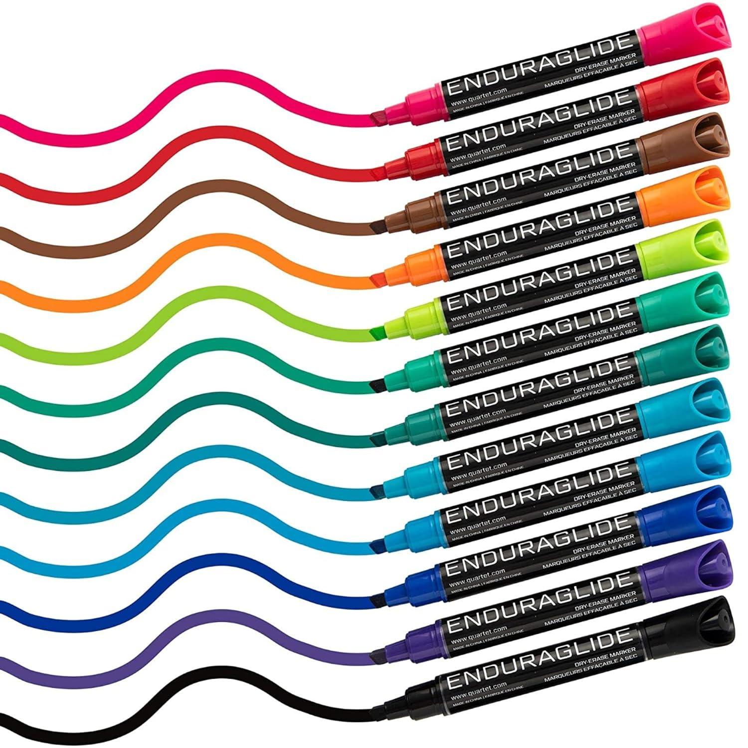 Quartet Dry Erase Markers, Whiteboard Markers, Chisel Tip, EnduraGlide, White Board Dry Erase Pens for Teachers, Home, School & Office Supplies, Assorted Colors, 12 Pack (5001-18MA)