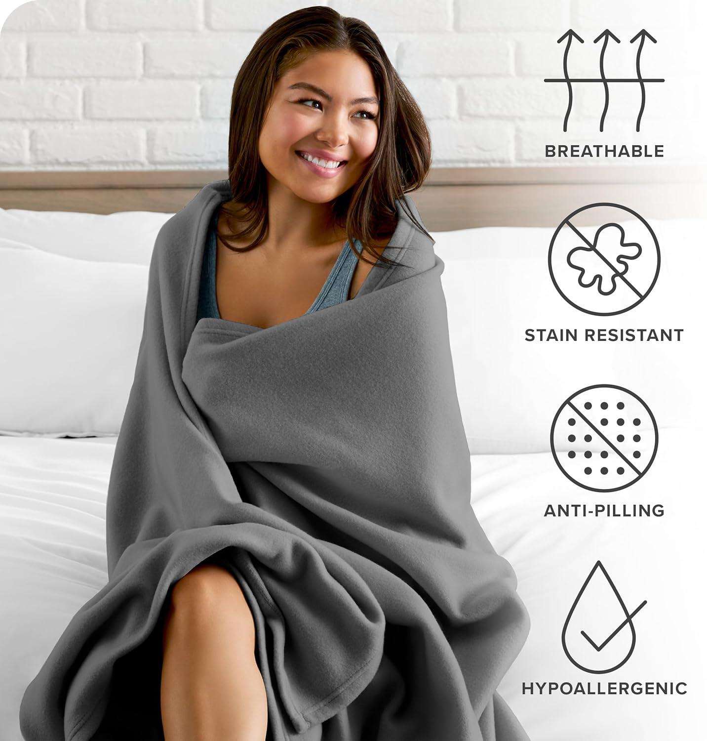 Lightweight Polar Fleece Blanket by Bare Home