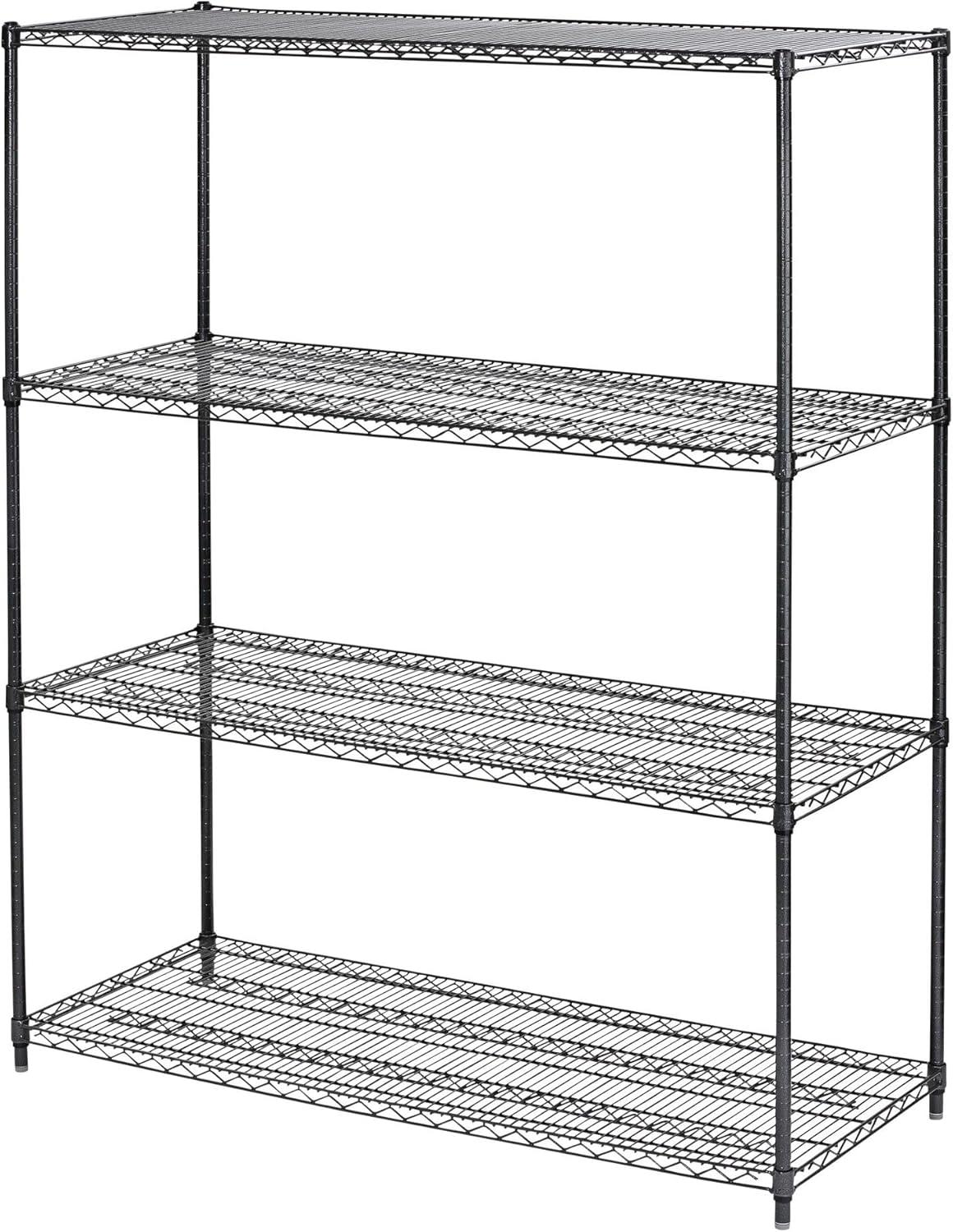 Alera ALESW206024BA 60 in. x 24 in. x 72 in. 4-Shelf All-Purpose Wire Shelving Starter Kit - Black Anthracite Plus