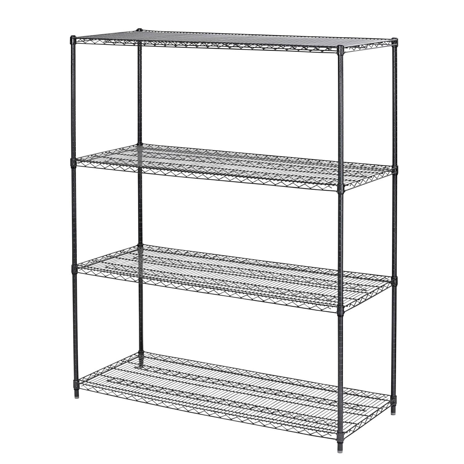 Alera ALESW206024BA 60 in. x 24 in. x 72 in. 4-Shelf All-Purpose Wire Shelving Starter Kit - Black Anthracite Plus