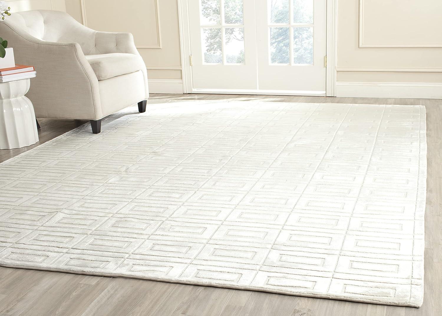 Pearl Geometric Hand-Knotted Wool and Viscose Area Rug, 8' x 10'