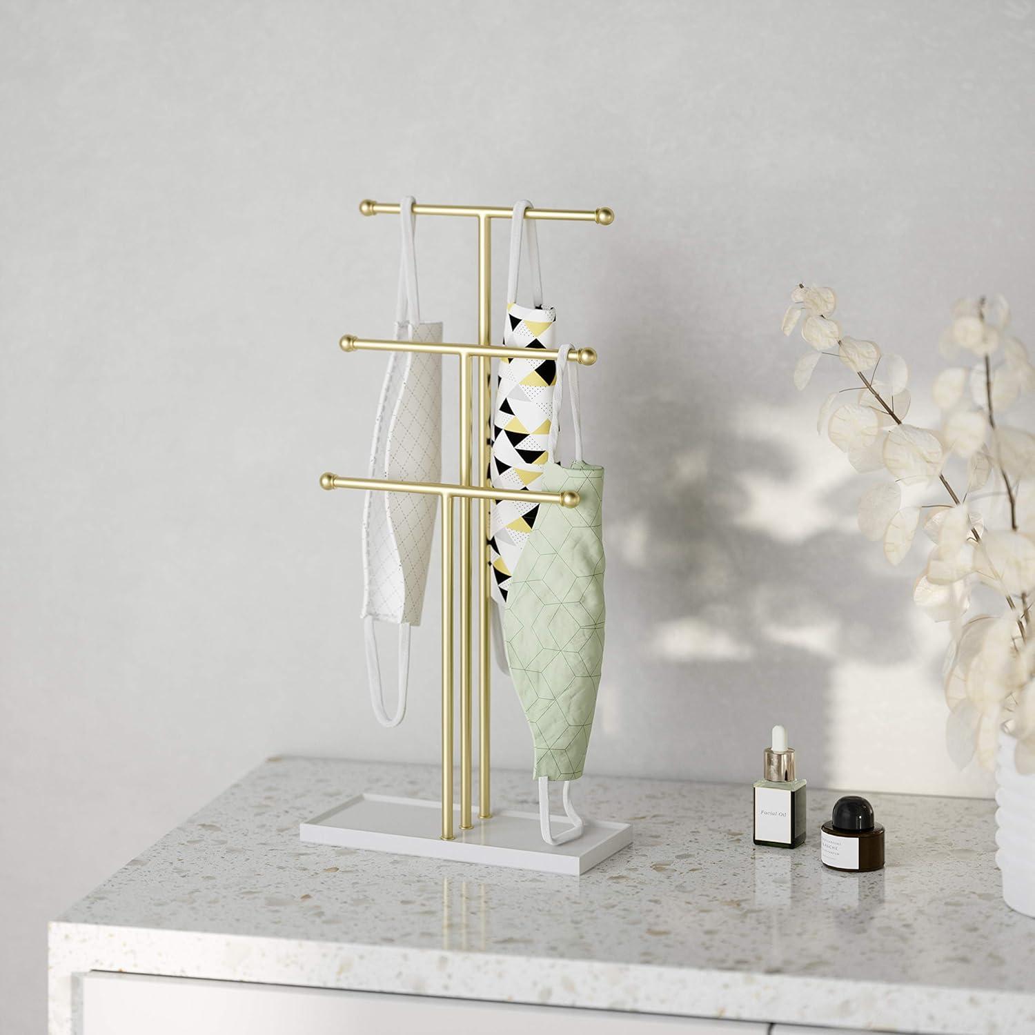 Gold and White Steel 3-Tier Jewelry Stand