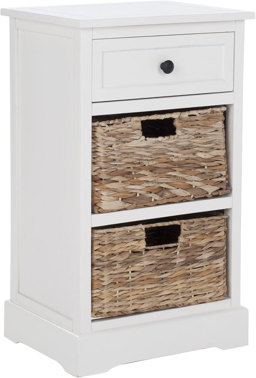 Carrie Side Storage Side Table - AMH5700C - Distressed Cream - Safavieh Couture