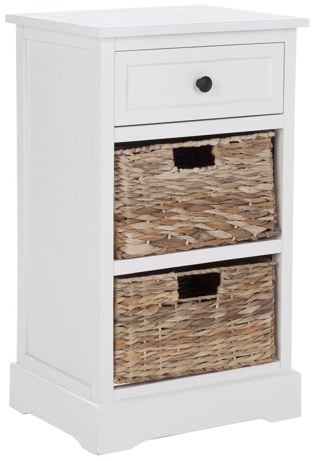 Carrie Side Storage Side Table - AMH5700C - Distressed Cream - Safavieh Couture