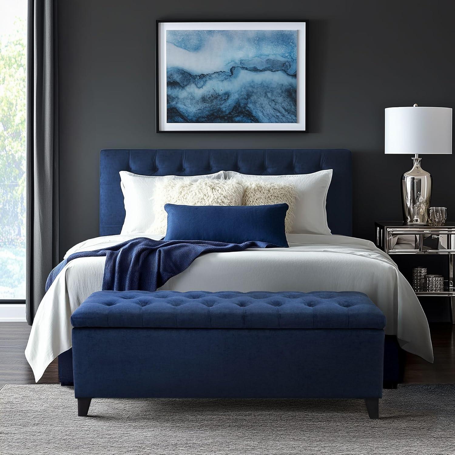 Everly Quinn Tufted Top Storage Bench, Mudroom Bench