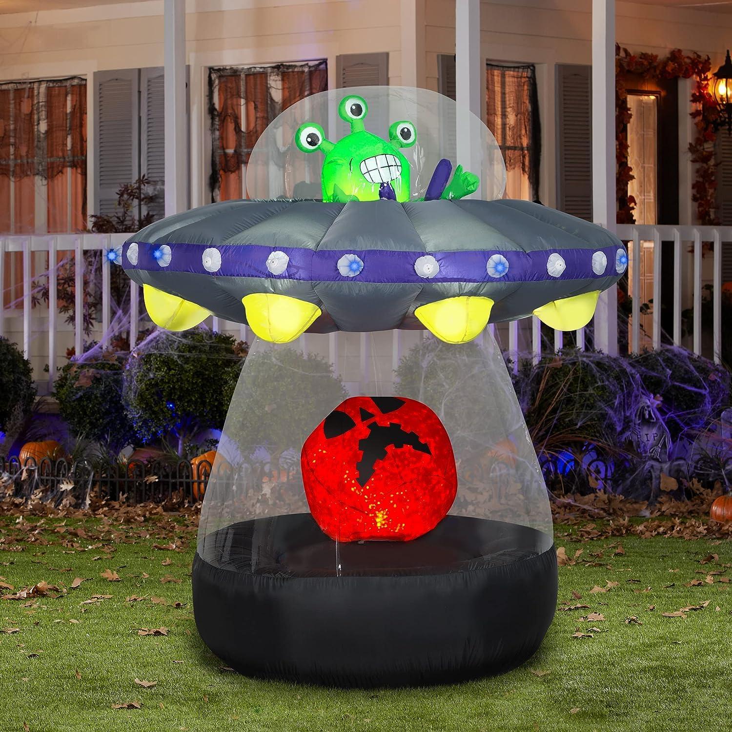 The Holiday Aisle® 72" Halloween Inflatable Animated Alien Spacecraft