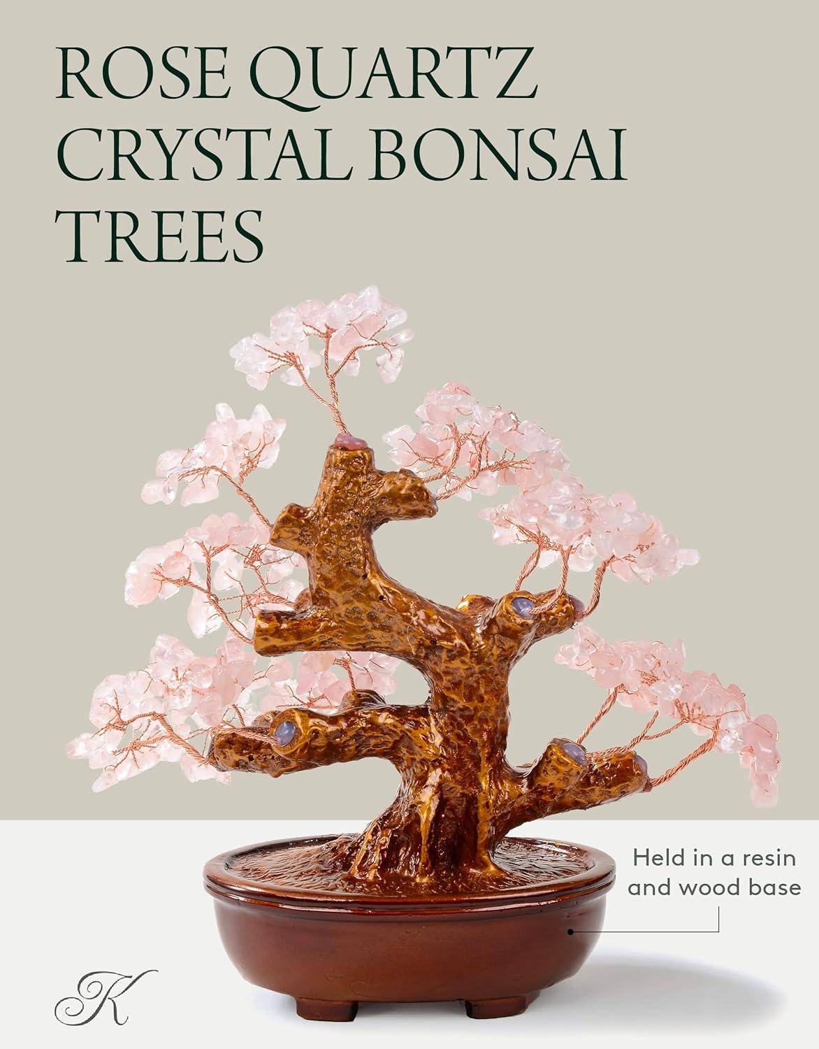 8" Rose Quartz Tree of Life Bonsai with Resin Base