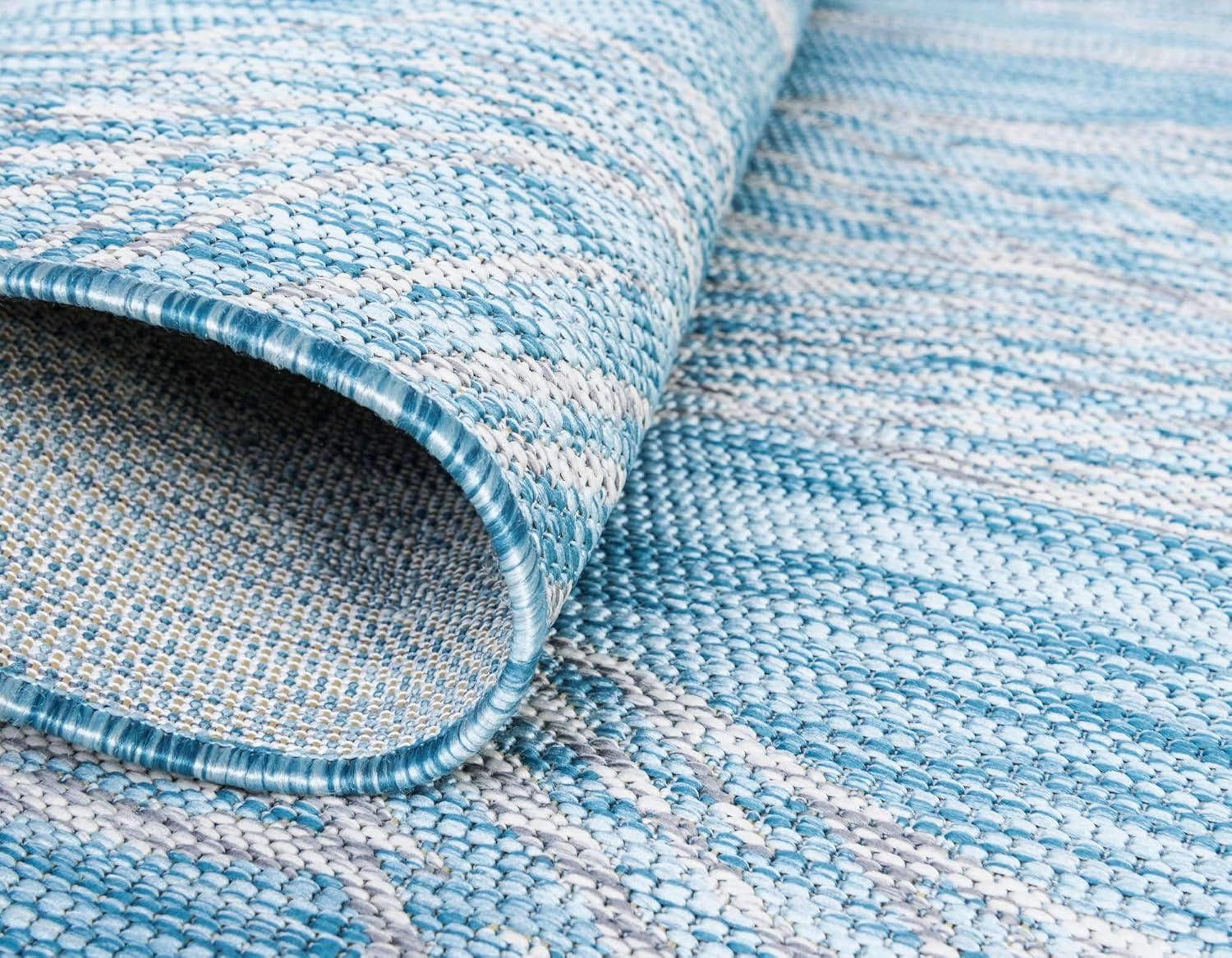 Unique Loom 8' 0 x 11' 4 Rectangle Indoor/Outdoor Botanical Light Aqua Area Rug