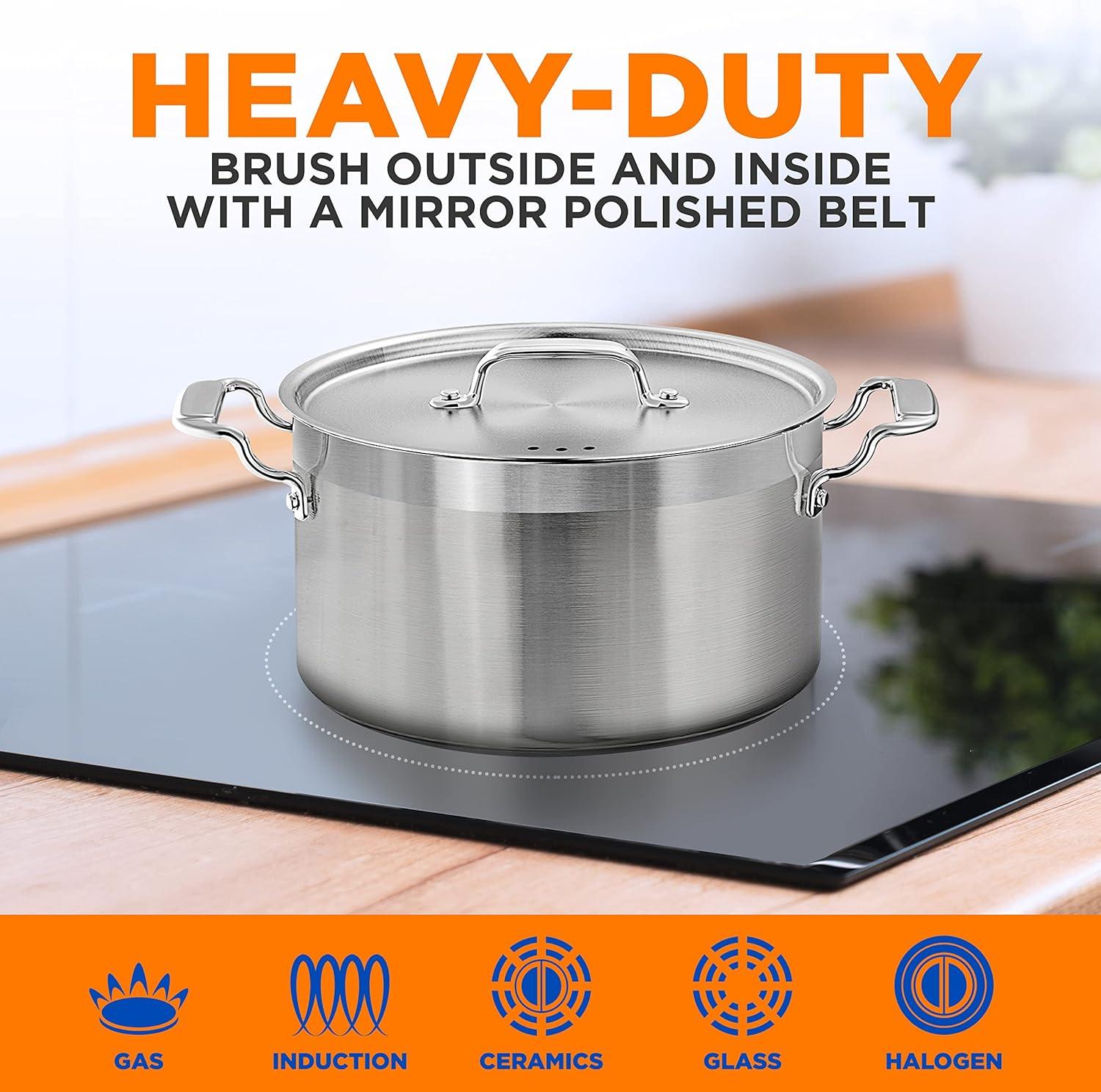 NutriChef 5-Quart Stainless Steel Stockpot - 18/8 Food Grade Heavy Duty Large Stock Pot for Stew, Simmering, Soup, Includes Lid