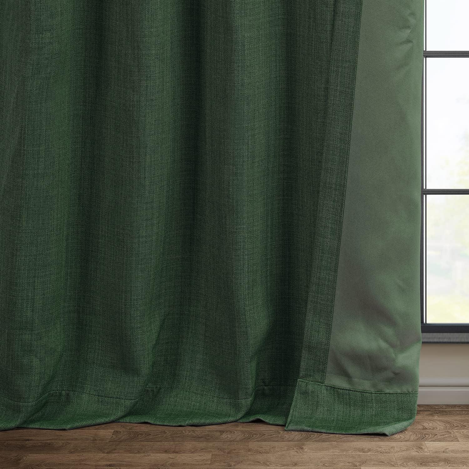 HPD Half Price Drapes Key Green Faux Linen Room Darkening Curtains for Bedroom & Living Room Curtains (1 Panel), Door & Window Curtains 84 inches long, Rod Pocket Curtains & Drapes, 50W X 84L