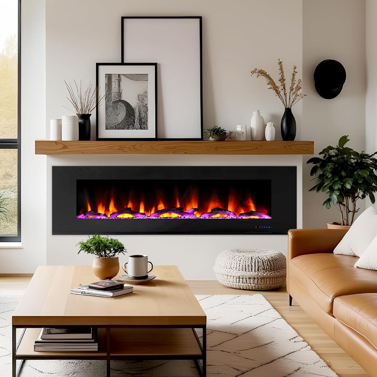 Cambridge Cambridge Wall Mount Electric Fireplace Heater with Remote Control for Indoor Use in Living Room, Bedroom, Home Office