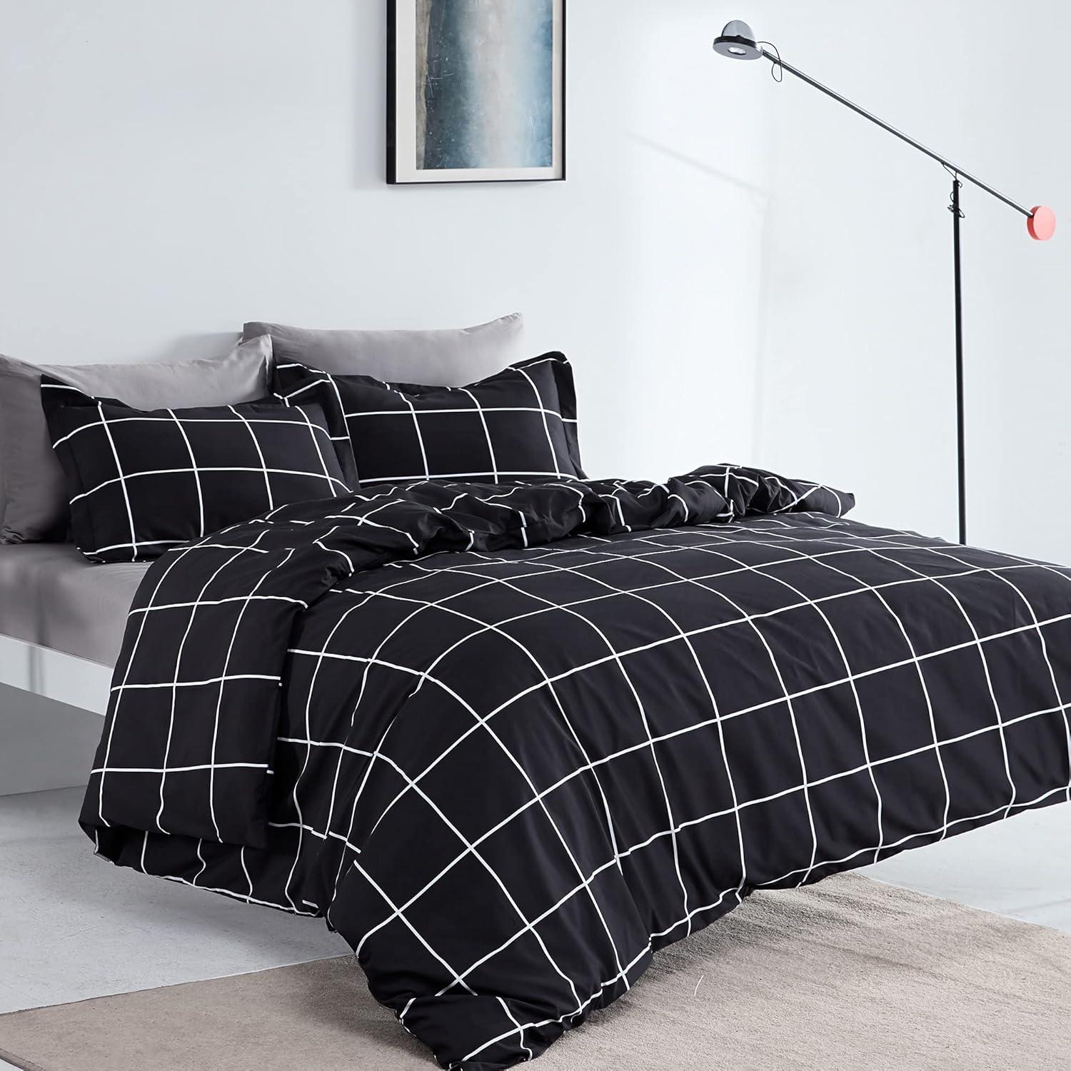 Sleep Zone Twill Plaid Duvet Cover Set