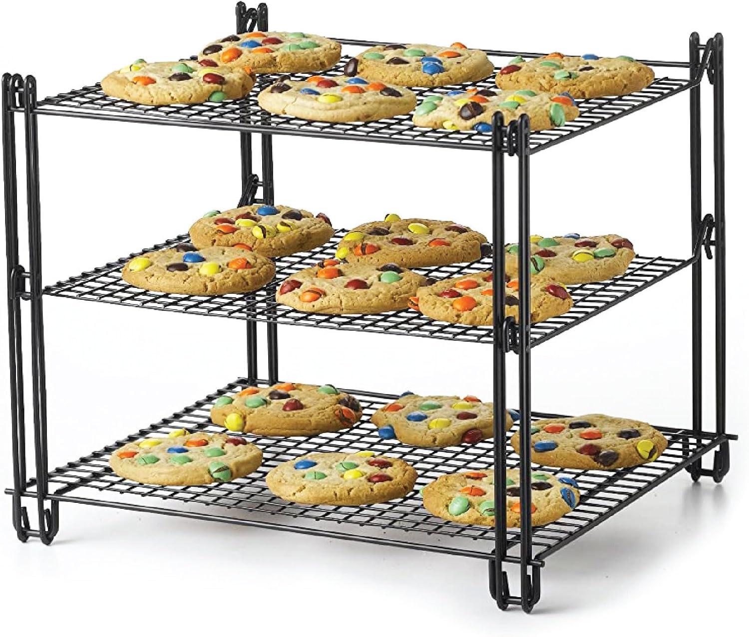 Black 3-Tier Non-Stick Wire Mesh Cooling Rack