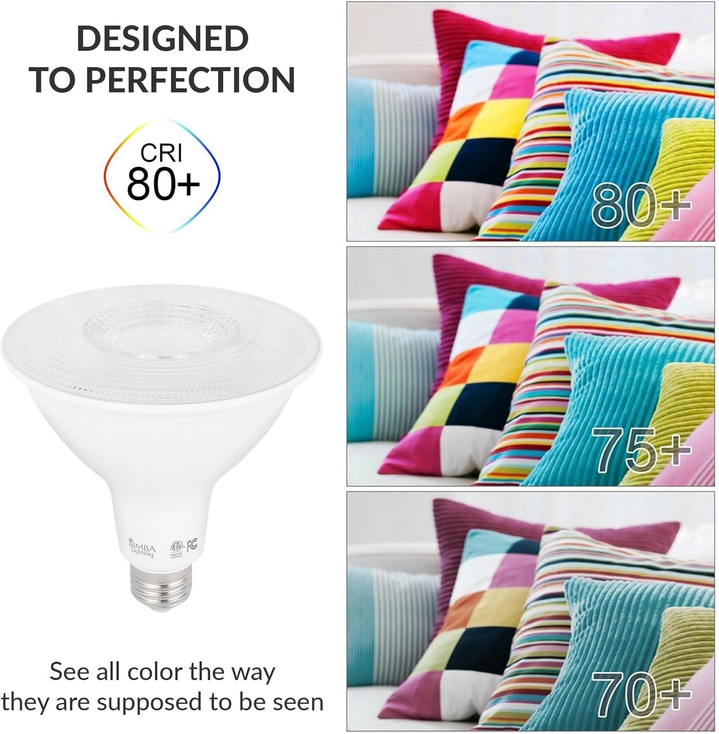 Simba Lighting LED PAR38 18W 38 Spotlight ETL Listed 180W Replacement Bulbs 120V Dimmable E26 5000K Daylight 2-Pack