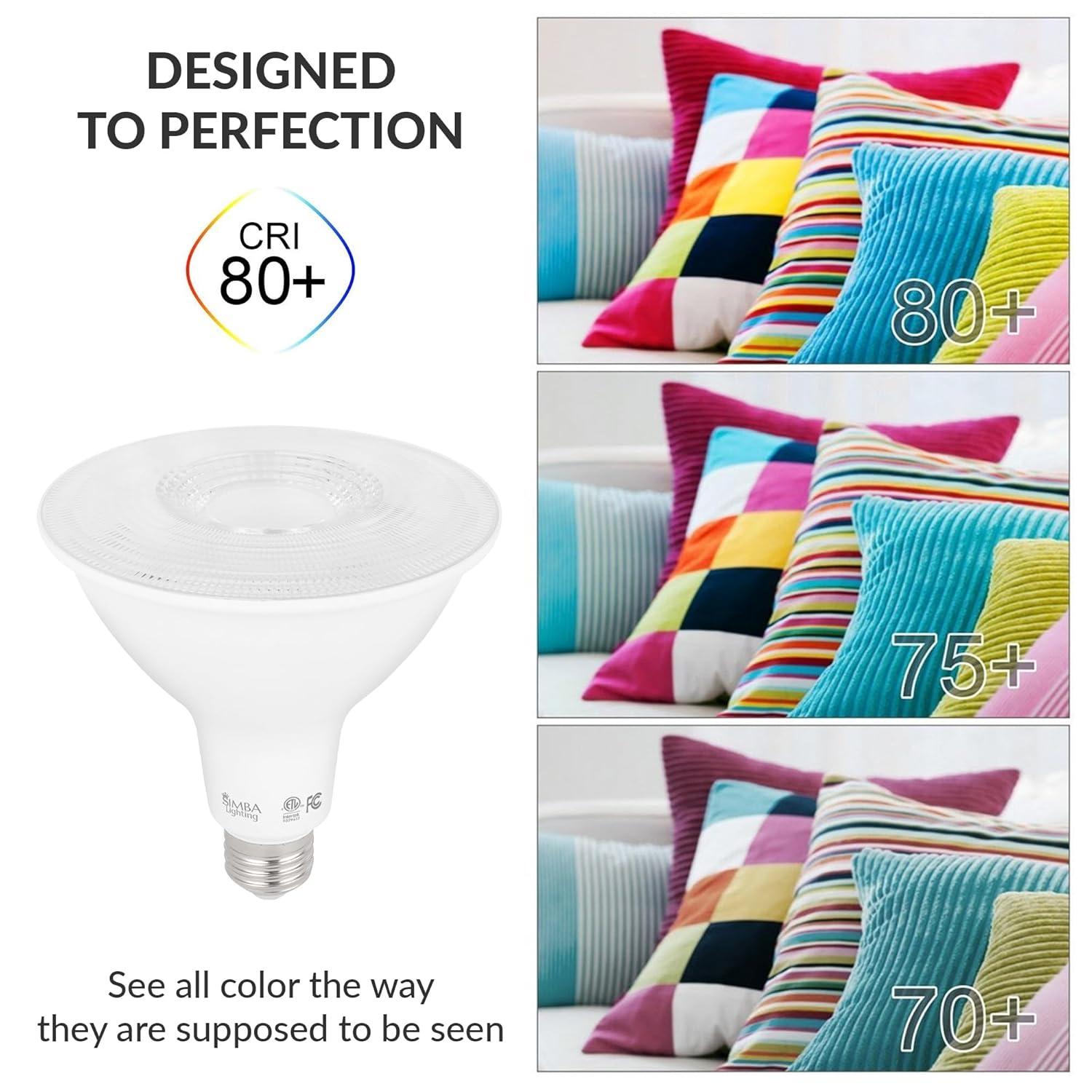 Simba Lighting LED PAR38 18W 38 Spotlight ETL Listed 180W Replacement Bulbs 120V Dimmable E26 5000K Daylight 2-Pack