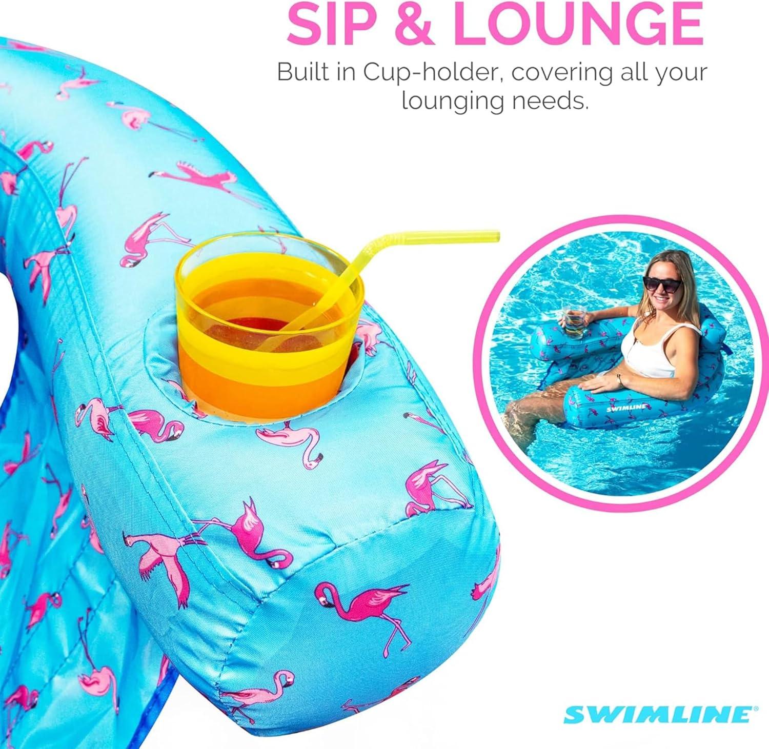 Swimline Flamingo Fabric Covered Floating U-Seat Pool Chair Float - 32"