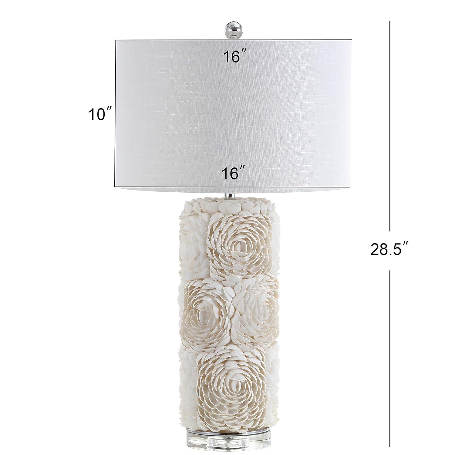 JONATHAN Y Rosette 28.5" Seashell/Resin/Crystal LED Table Lamp, Cream