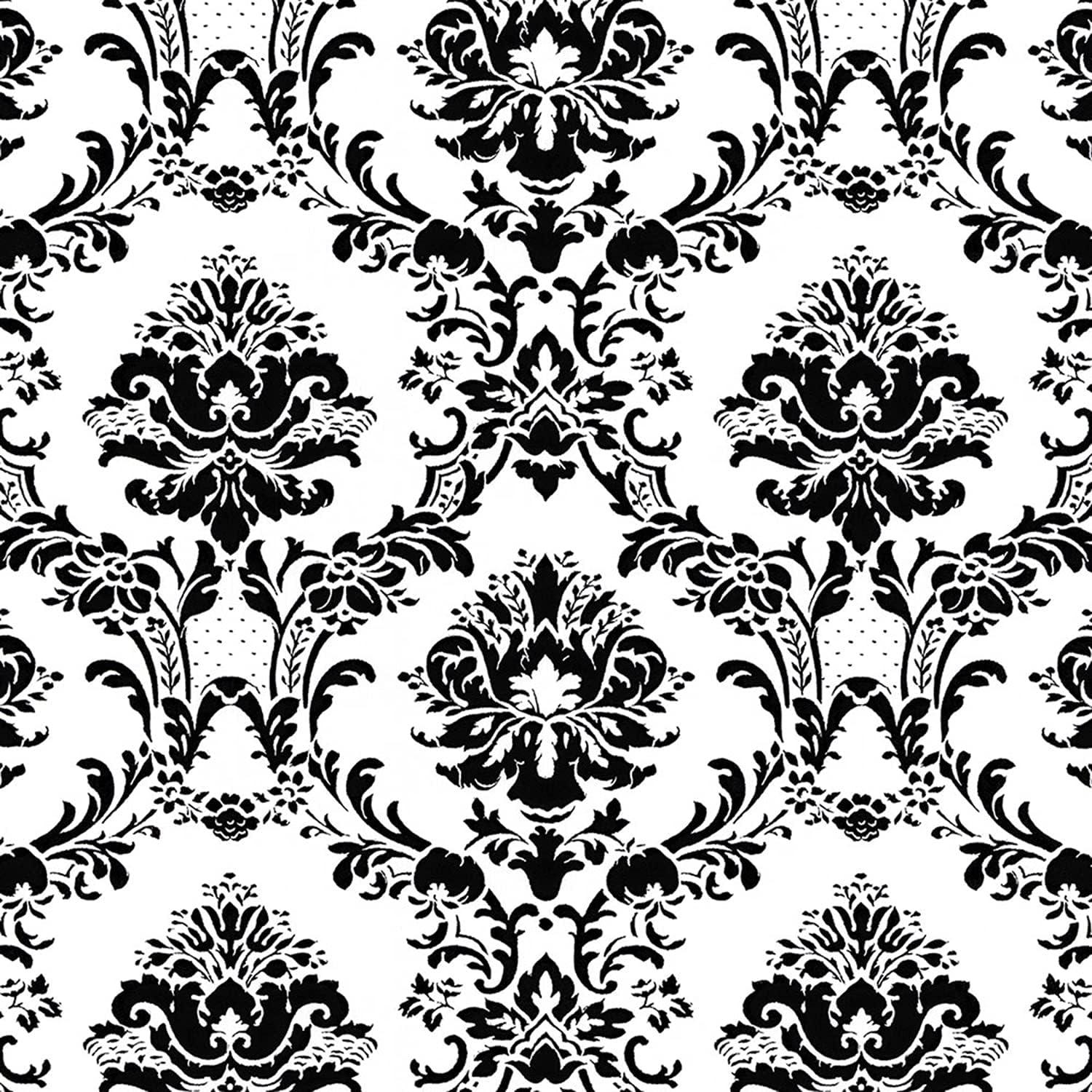 Black and White Vinyl Damask Wallpaper