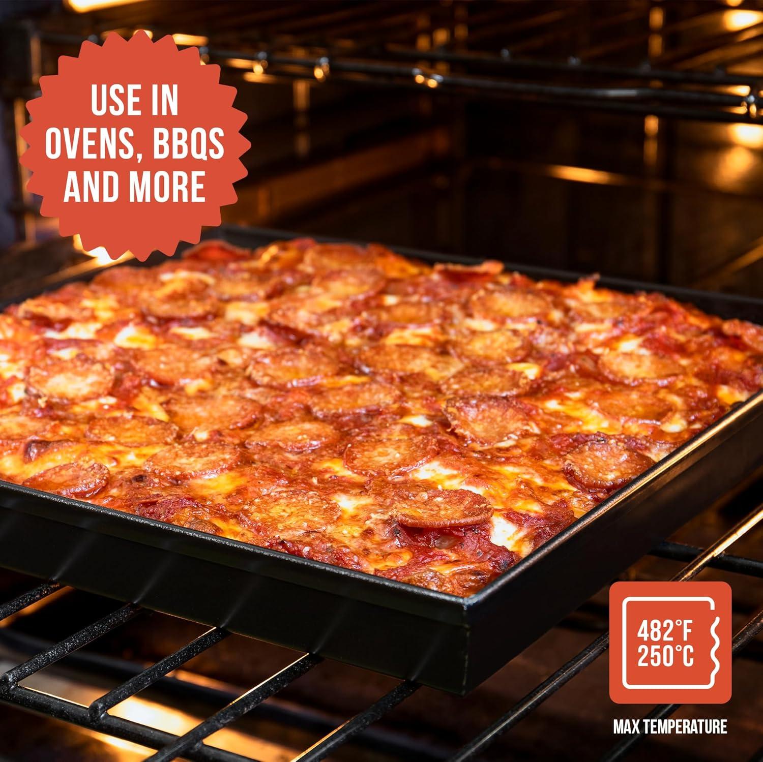 Chef Pomodoro Sicilian Deep Dish Square Pizza Pan, 13.2 x 13.2 inch, Non-stick Aluminum