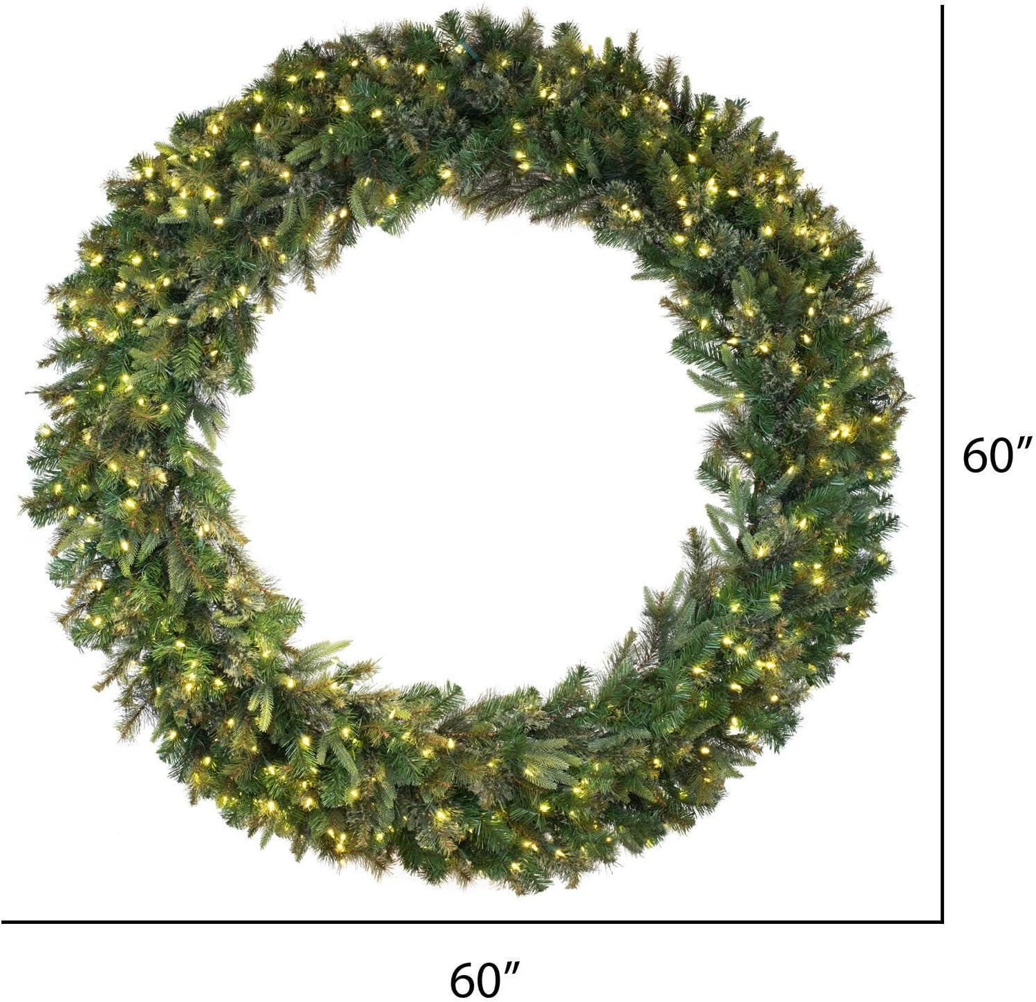 Cashmere Pine LED-Lit Festive Outdoor Wreath - 39"x15"