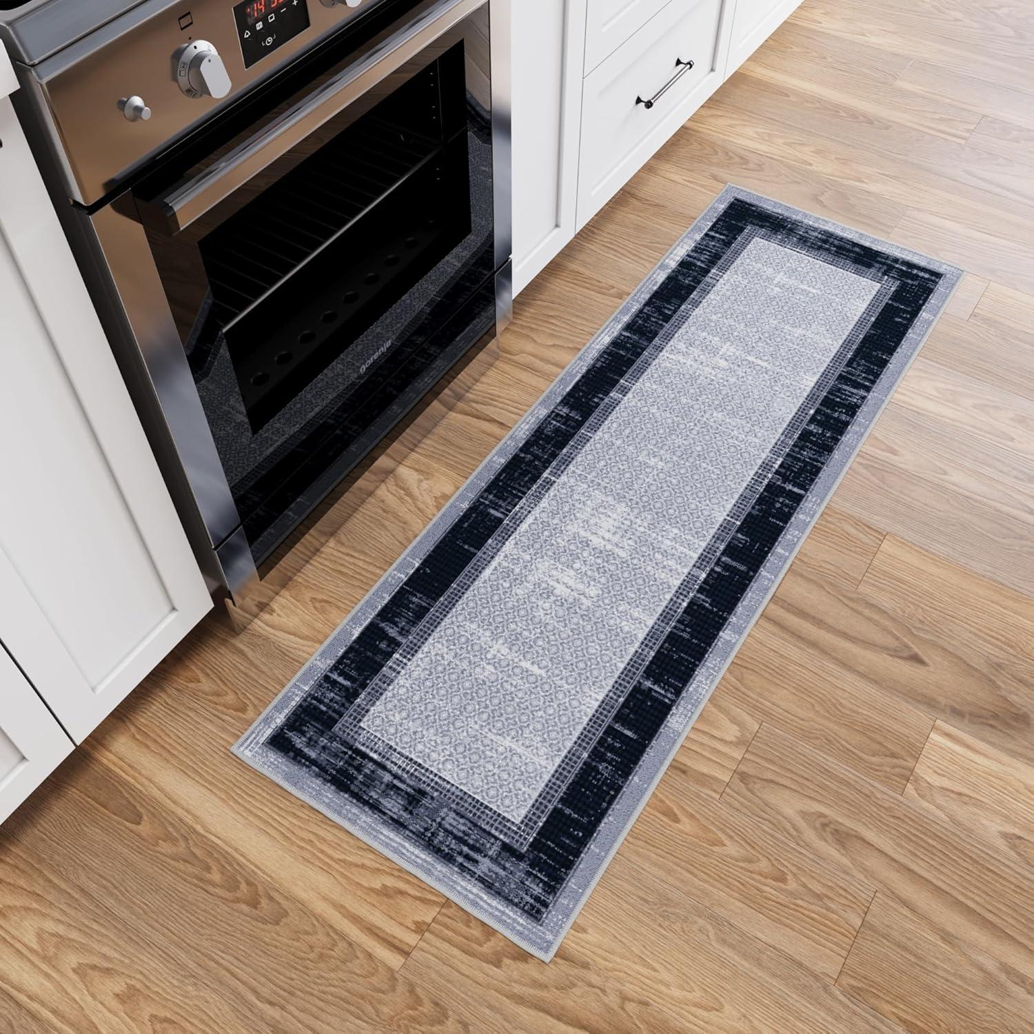 Non-Slip Bordered Area Rug For Living Room, Hallway Runner, Entryway Rug