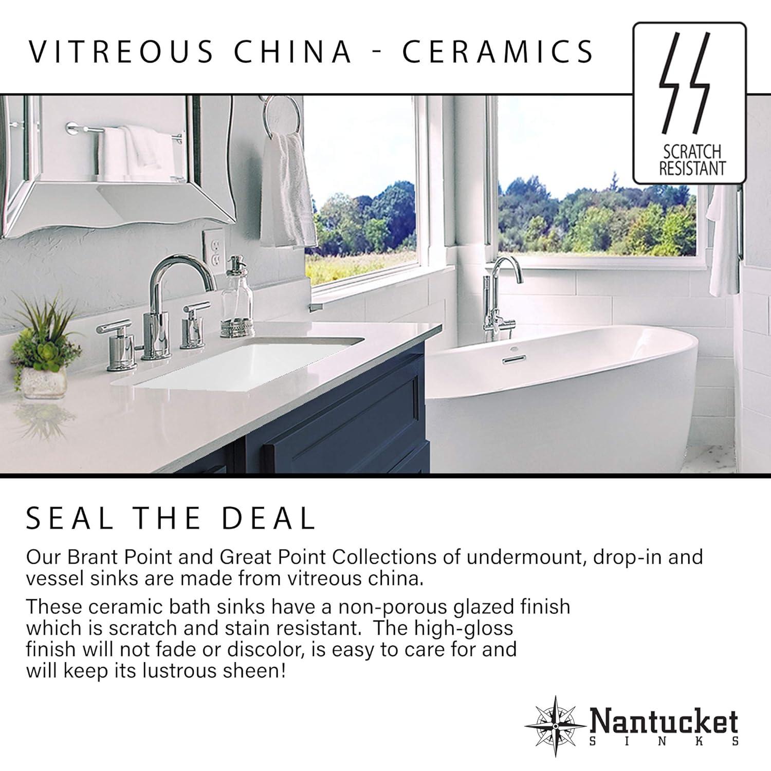 Nantucket Sinks Great Point 13.75'' Vitreous China Oval Bathroom Sink with Overflow