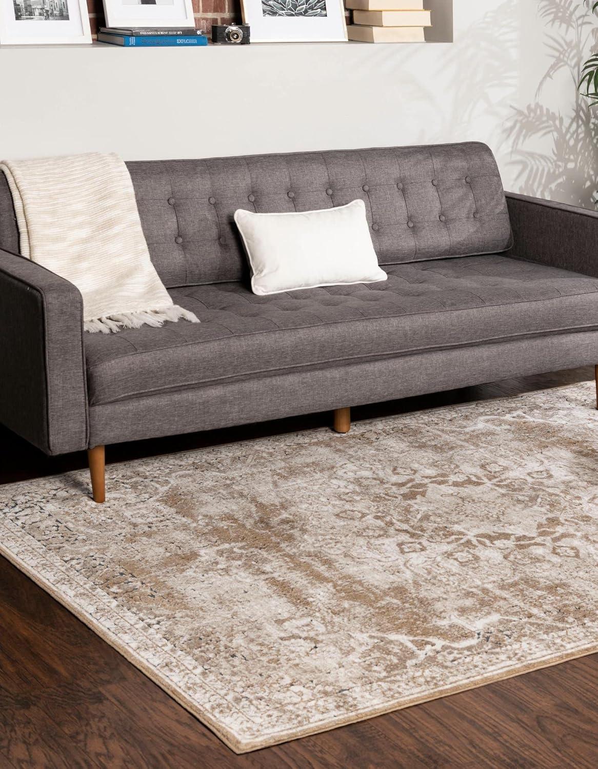 Eliza Blue and Khaki Stain-Resistant Synthetic 8' x 10' Rug