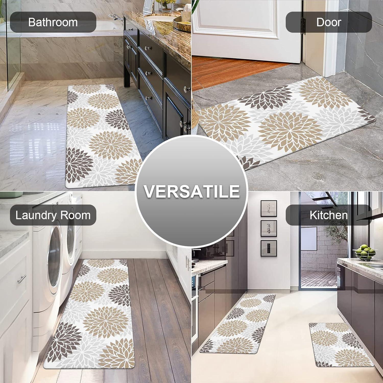 Red Barrel Studio® Kitchen Mats Set Of 2 Cushioned Anti Fatigue Kitchen Rugs Non Slip Waterproof Kitchen Runner Memory Foam Kitchen Floor Mat Comfort Standing Mat For Sink,Office,Laundry