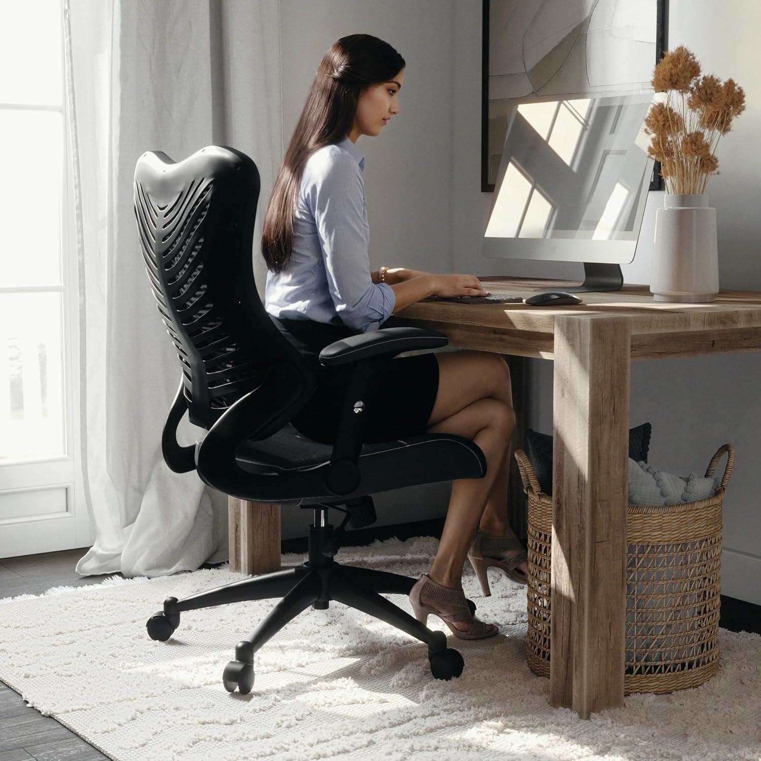 Kale Ergonomic High-Back Swivel Office Chair with Adjustable Seat Height, Black