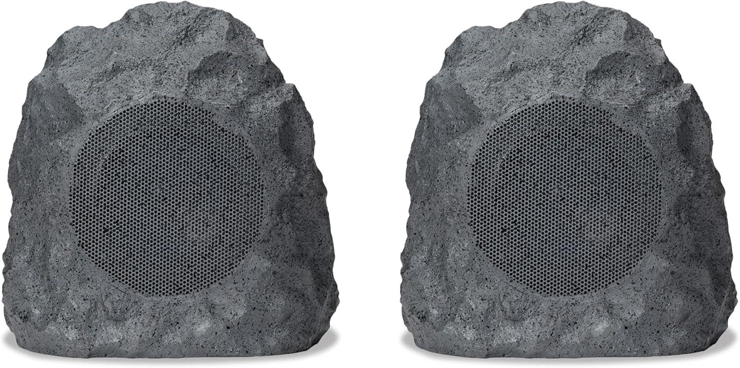 iLive Geo Waterproof Bluetooth Wireless Rock Speakers, Set of 2, ISBW422G, Gray