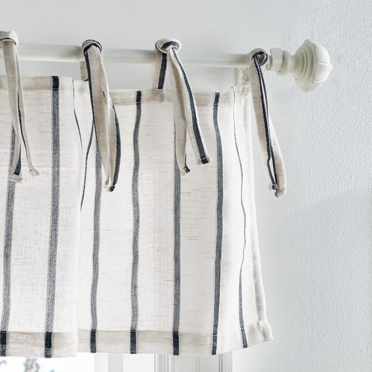 Martha Stewart Laguna Semi-Sheer Rod Pocket Kitchen Curtain Valance and Tiers Set