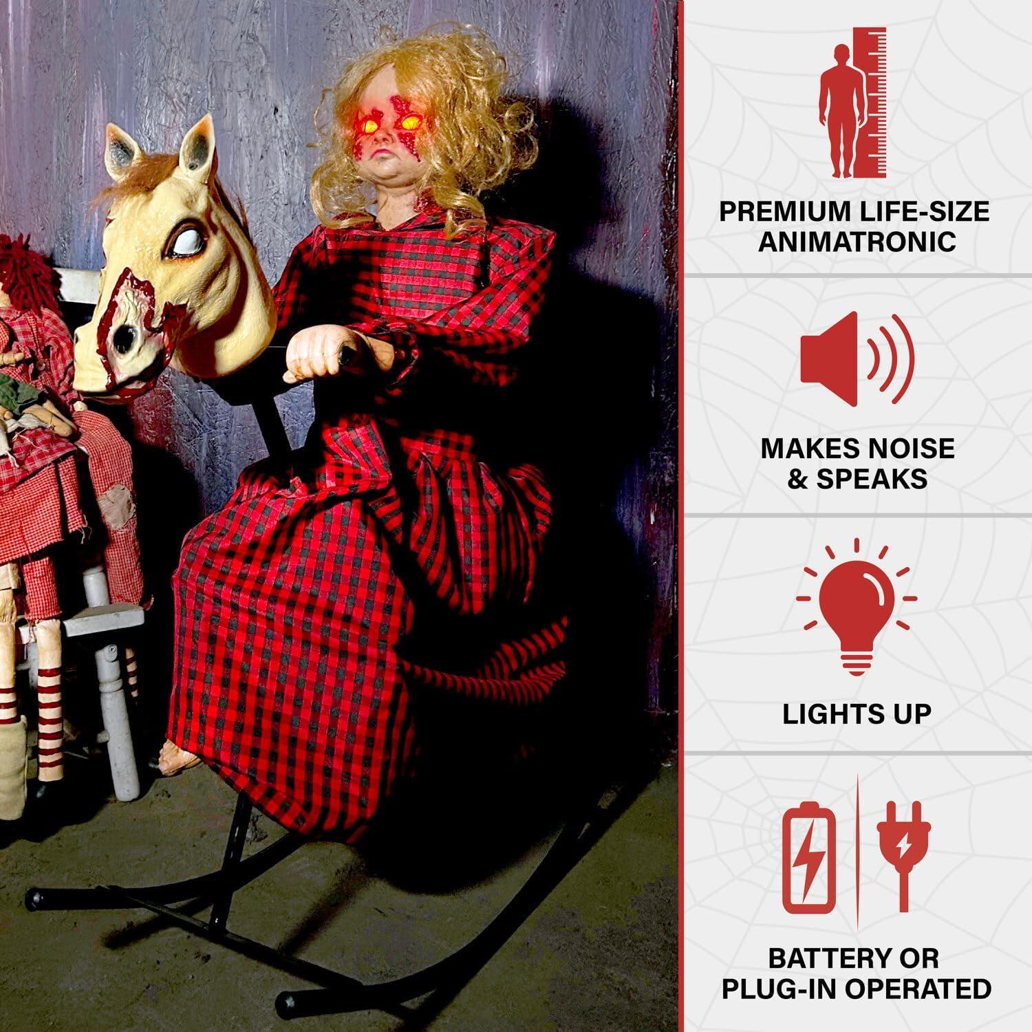 Haunted Hill Farm Lifesize Witch Prop with Lights and Sound, Indoor/Covered Outdoor Halloween Decoration