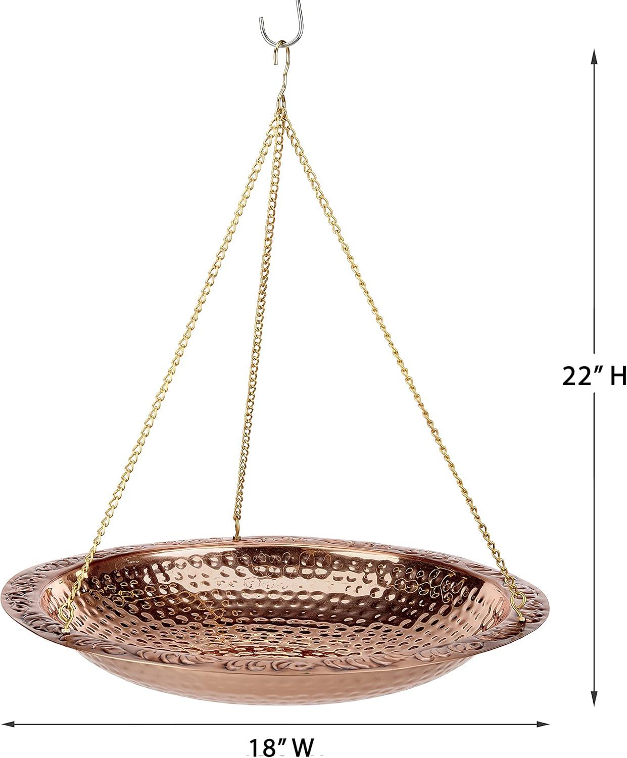 Pure Copper 18" Hanging Bird Bath by Good Directions