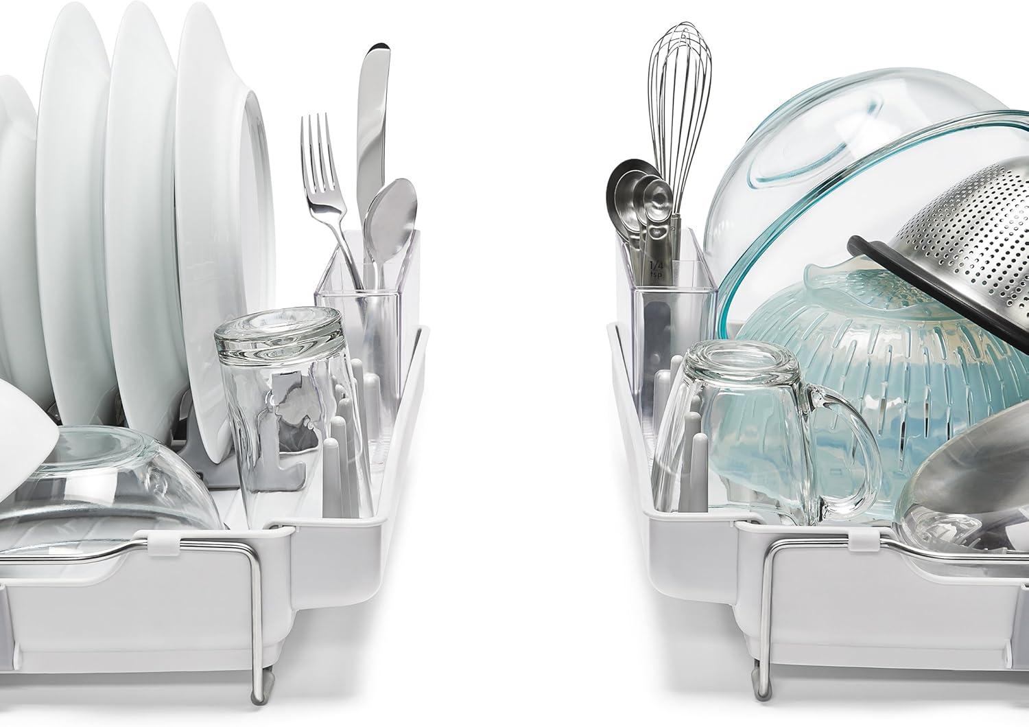 Stainless Steel Foldable Dish Rack with Utensil Cup