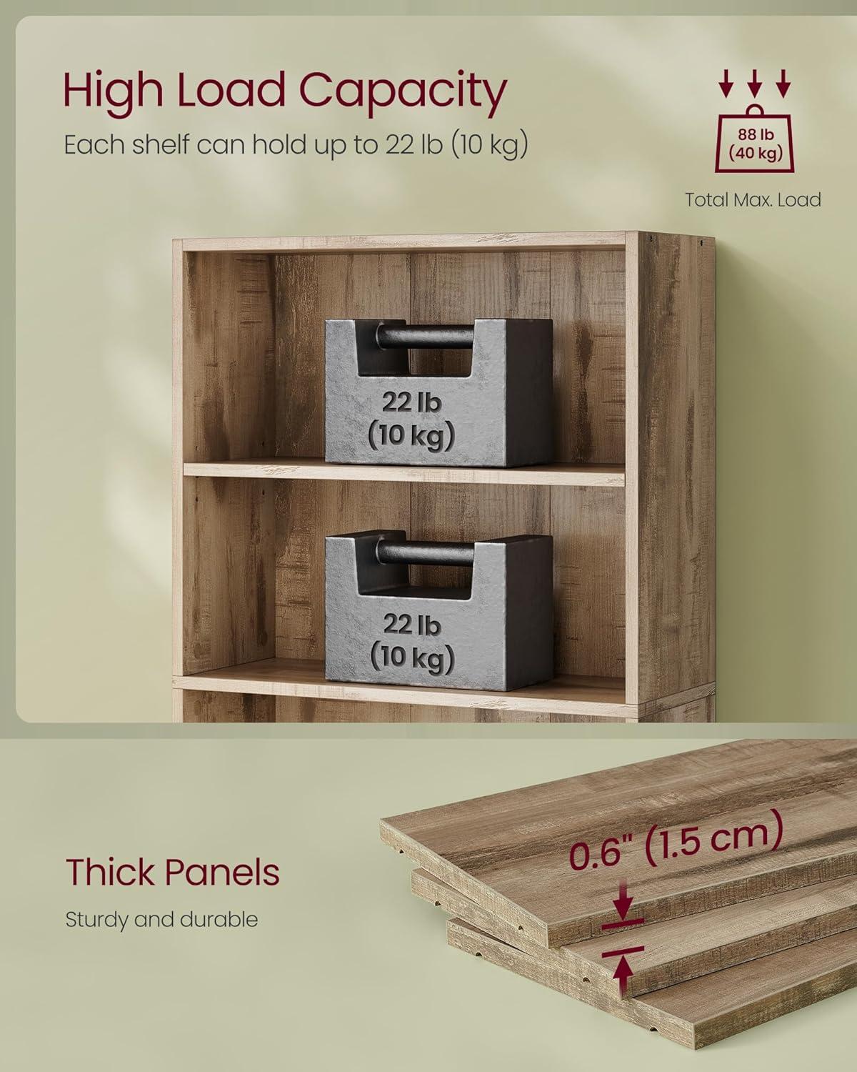 Cube Storage Organizer 3-Tier Bookshelf Bookcase with Adjustable Storage Shelves Rustic Brown