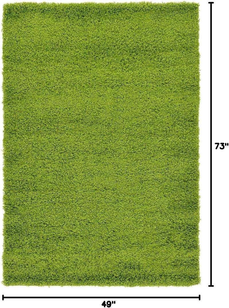 Unique Loom 4' 1 x 6' 1 Solid Shag Grass Green Area Rug