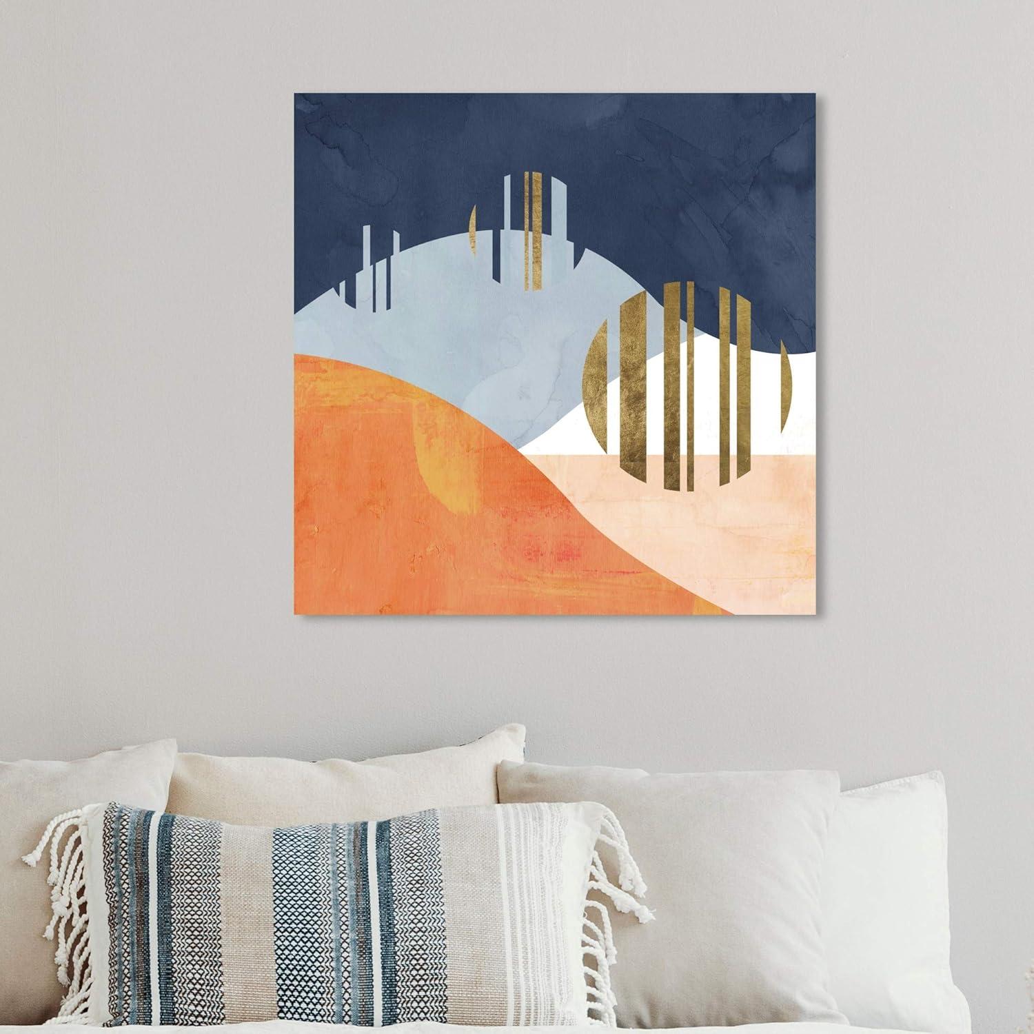 The Desert Night Abstract Blue and Orange Canvas Print