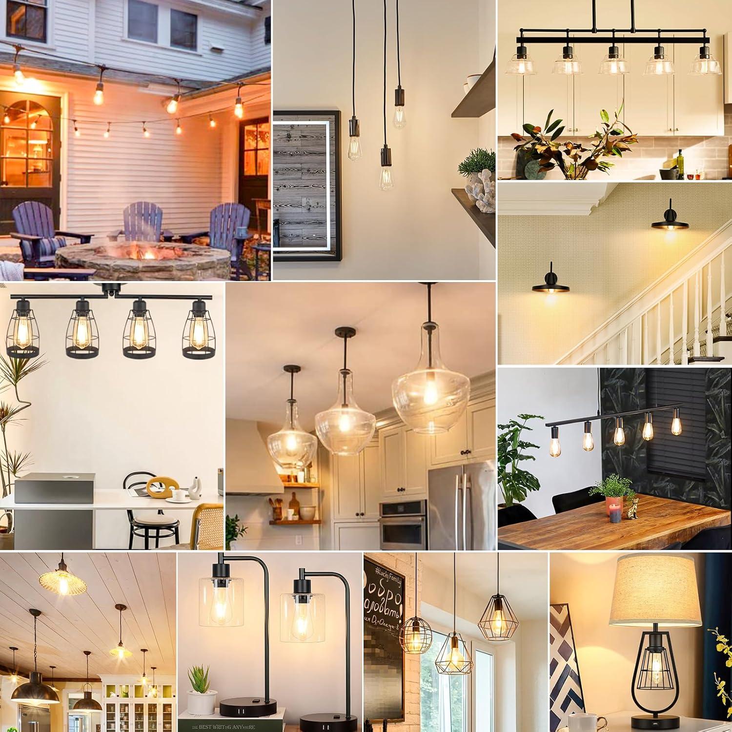 KY Vintage LED Edison Bulbs 6W, Equivalent 60W Incandescent, Warm White 2700K, ST58 Antique LED Filament Bulbs with 90+ CRI, E26 Medium Base,Dimmable, Clear Glass, Pack of 6
