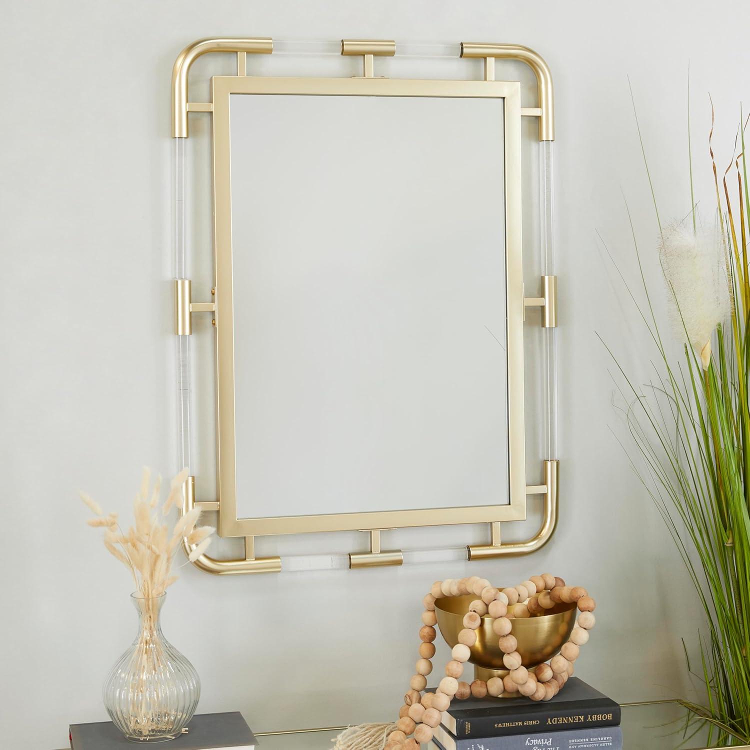 CosmoLiving by Cosmopolitan 24" x 32" Gold Wall Mirror with Acrylic Details