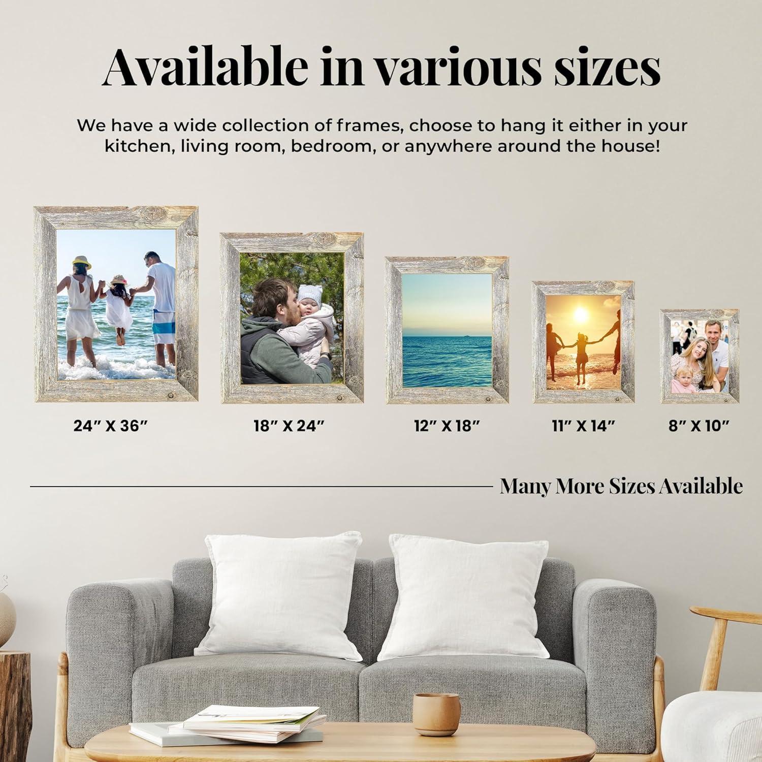 Rustic Farmhouse 20" x 24" Weathered Gray Reclaimed Wood Picture Frame (1.50" Molding)