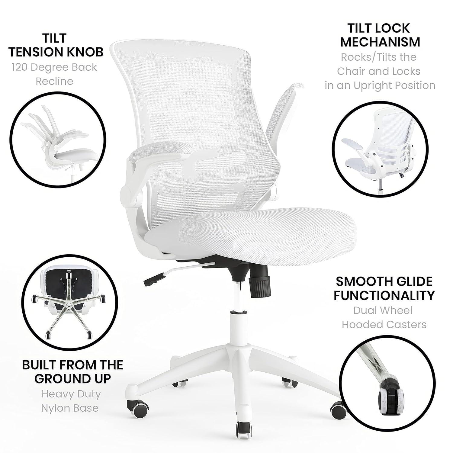 Jayetta Mid-Back Mesh Swivel Ergonomic Office Chair with Flip-Up Arms