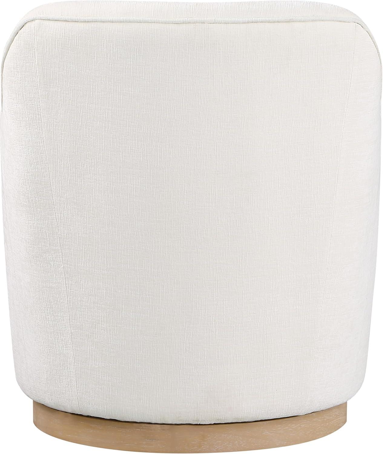 Meridian Furniture Clarita Cream Chenille Fabric Swivel Accent Chair