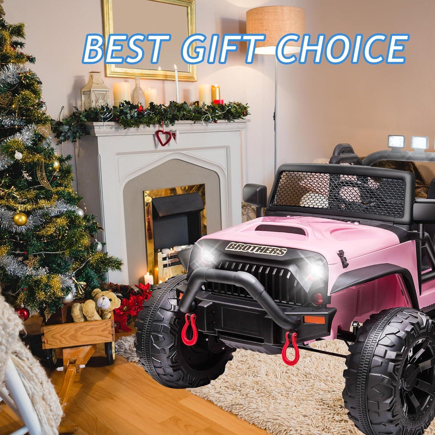 Ancheer 24V 2 Seater Ride On Car Jeep For Big Kids, Ride On Toys UTV With Parent Remote, LED Lights, Spring Suspension, Bluetooth, Music, USB, MP3