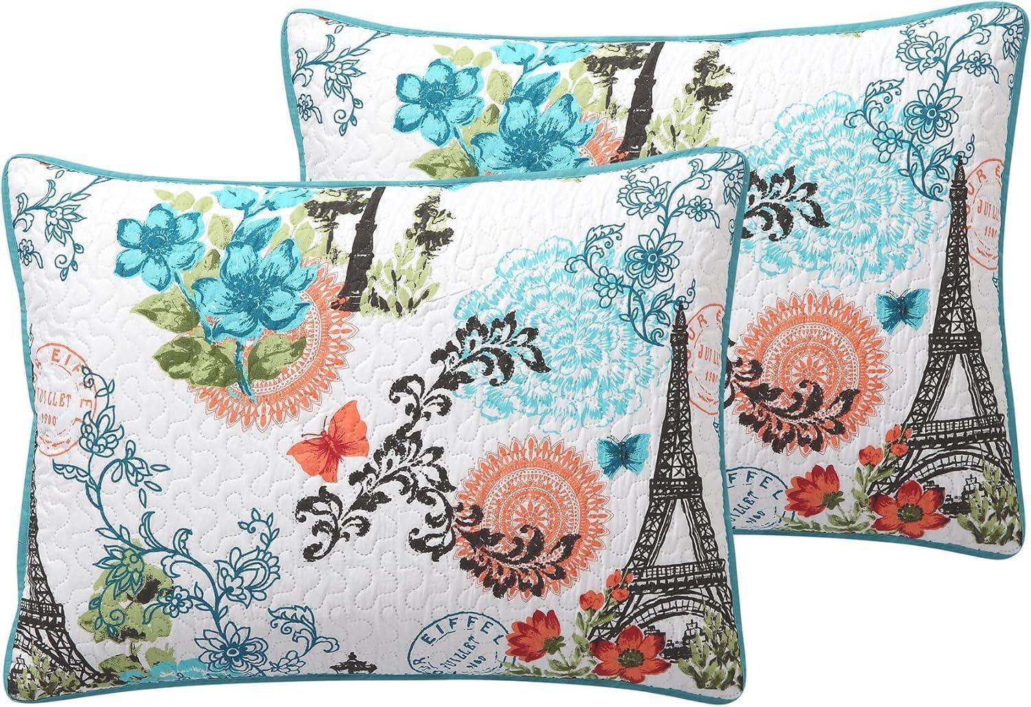 Eiffel Traditional Microfiber / Polyester Standard Floral Quilt Set