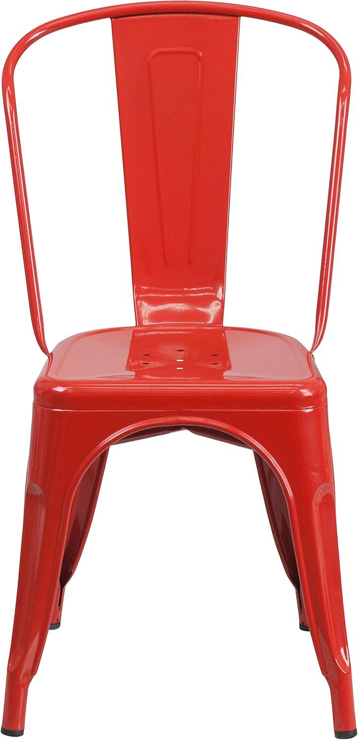 Emma Red Metal Indoor-Outdoor Stackable Dining Chair