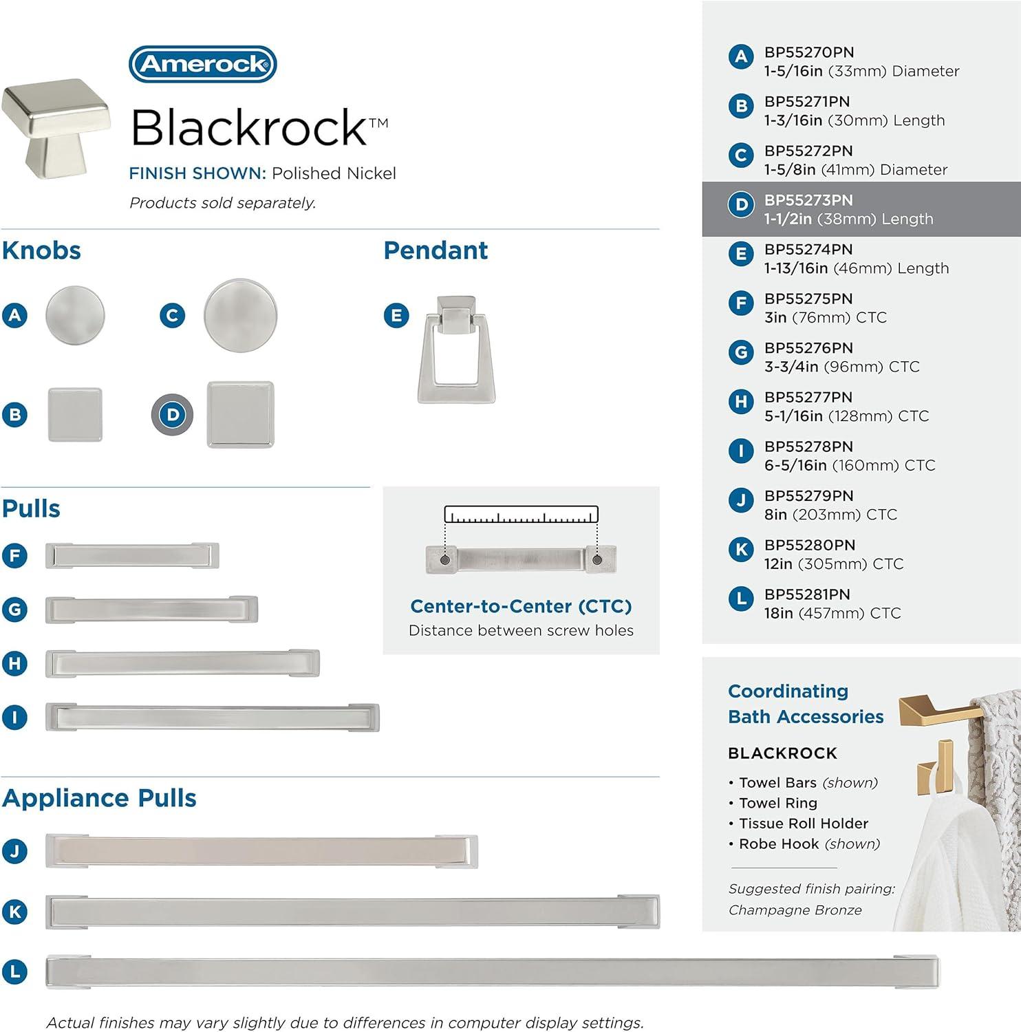 Blackrock 1 1/2" Length Square Knob