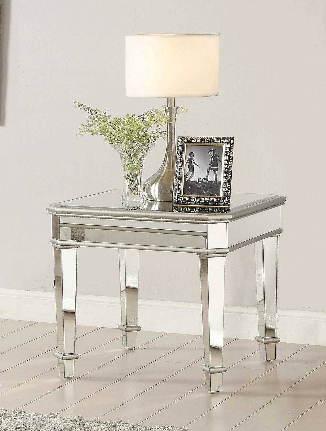 Coaster Contemporary Silver Square Mirrored End Table