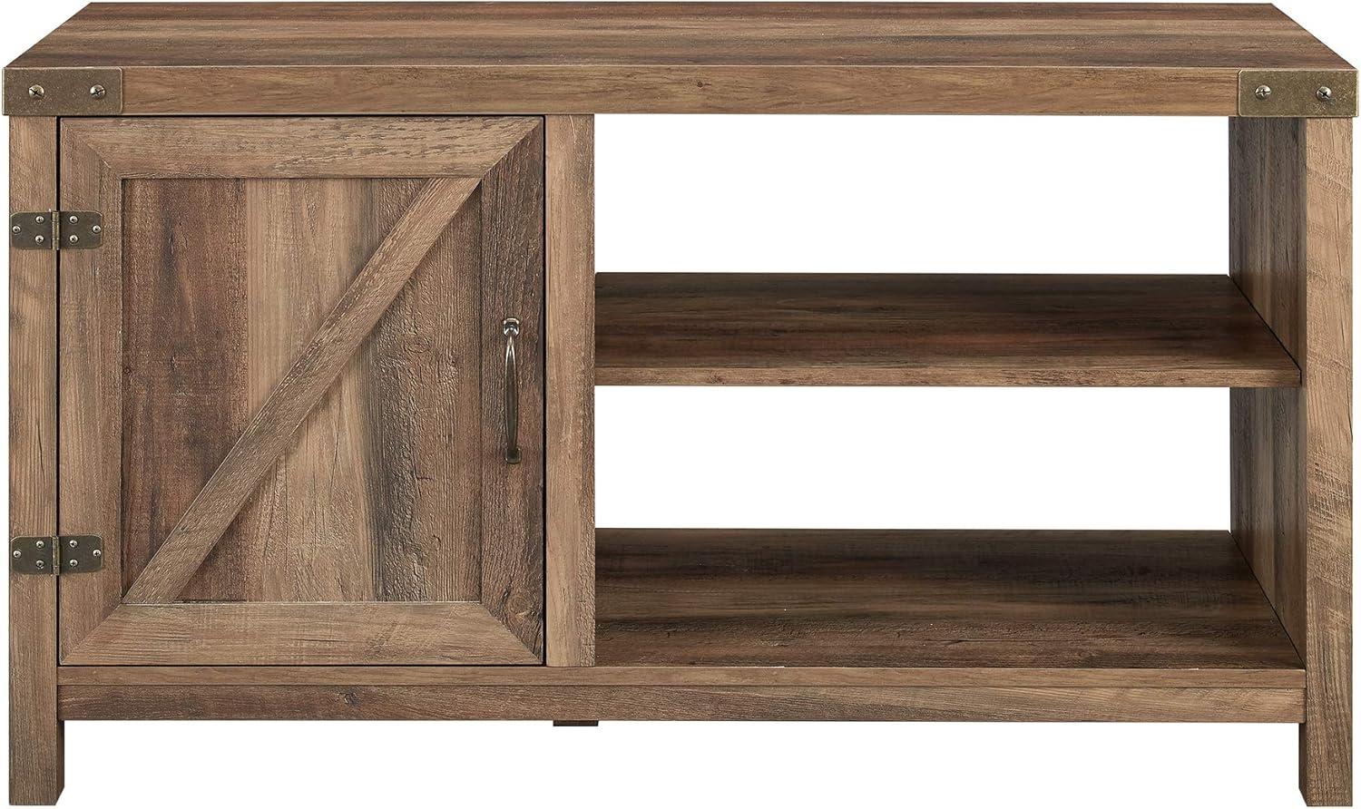 44 inch Rustic Farmhouse Barn Door TV Stand - Reclaimed Barnwood