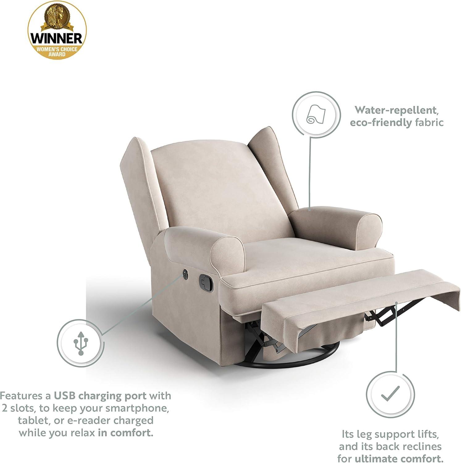 Serenity Swivel Reclining Glider Rocking Chair with USB