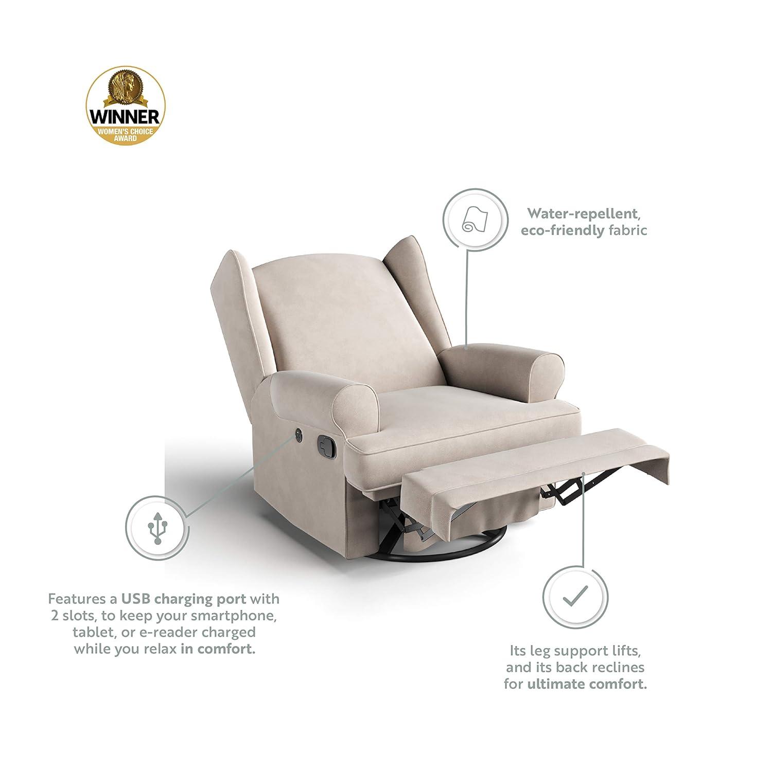 Serenity Swivel Reclining Glider Rocking Chair with USB